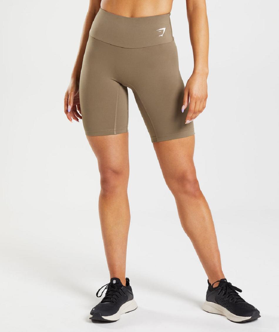 Szorty Damskie Gymshark Treningowe Cycling Brązowe | PL 2360OKI